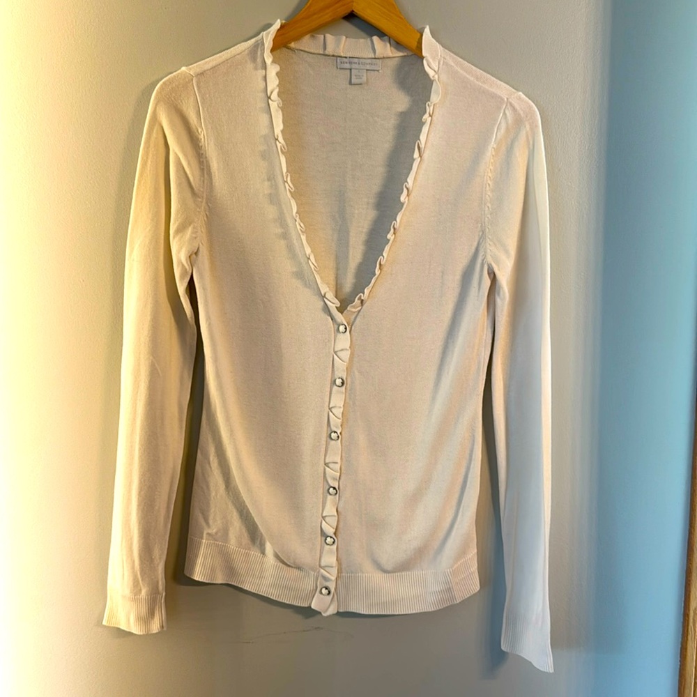 NY & Co Cream Button-Up Cardigan
